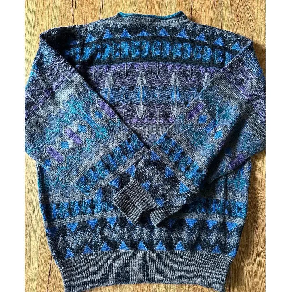 Expressions International Vtg Chunky Multi Patterned Sweater Size Large